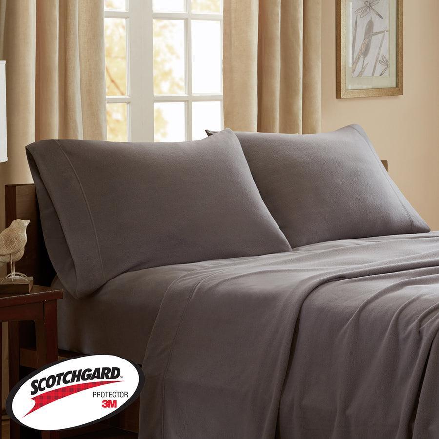 3M Scotchgard Micro Fleece Sheet Set Full Gray Olliix.com