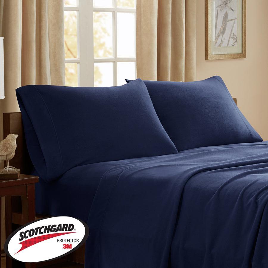 3M Scotchgard Micro Fleece Sheet Set Full Navy Olliix.com