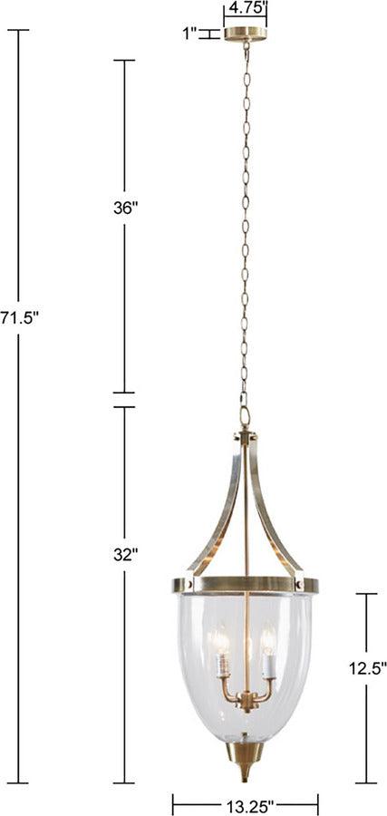 4-Light Glass Bowl Shaped Chandelier Anique Brass MT151-0067 Olliix.com