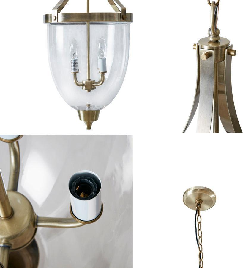 4-Light Glass Bowl Shaped Chandelier Anique Brass MT151-0067 Olliix.com