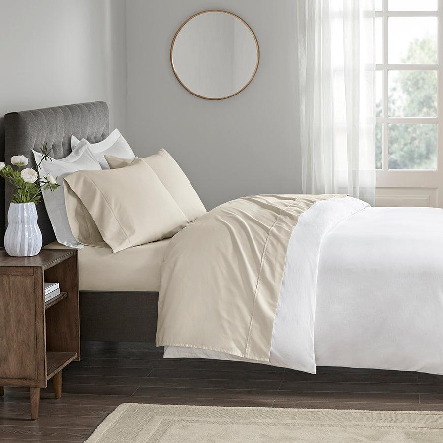 400 Thread Count Wrinkle Resistant Cotton Sateen Sheet Set Cal King Ivory Olliix.com