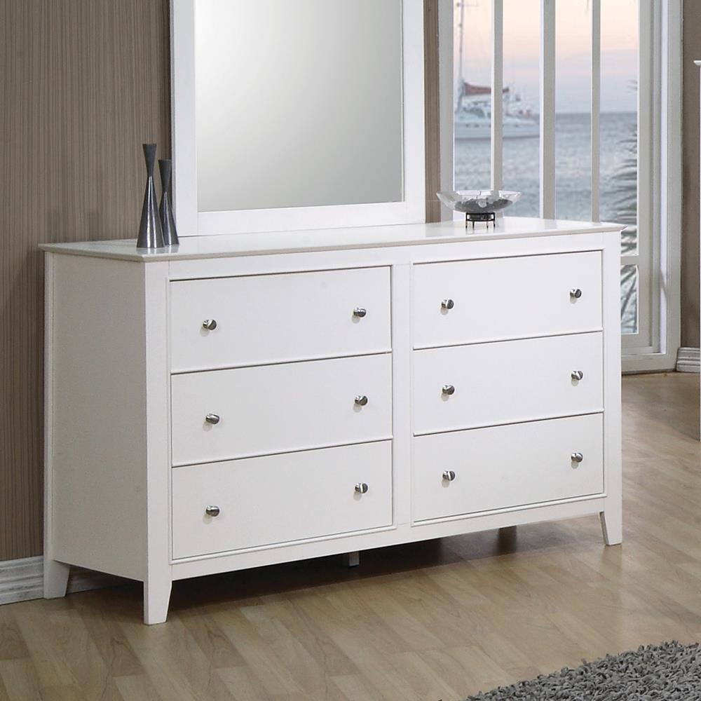 Selena Contemporary White Six-Drawer Dresser Coaster Z2 Premium