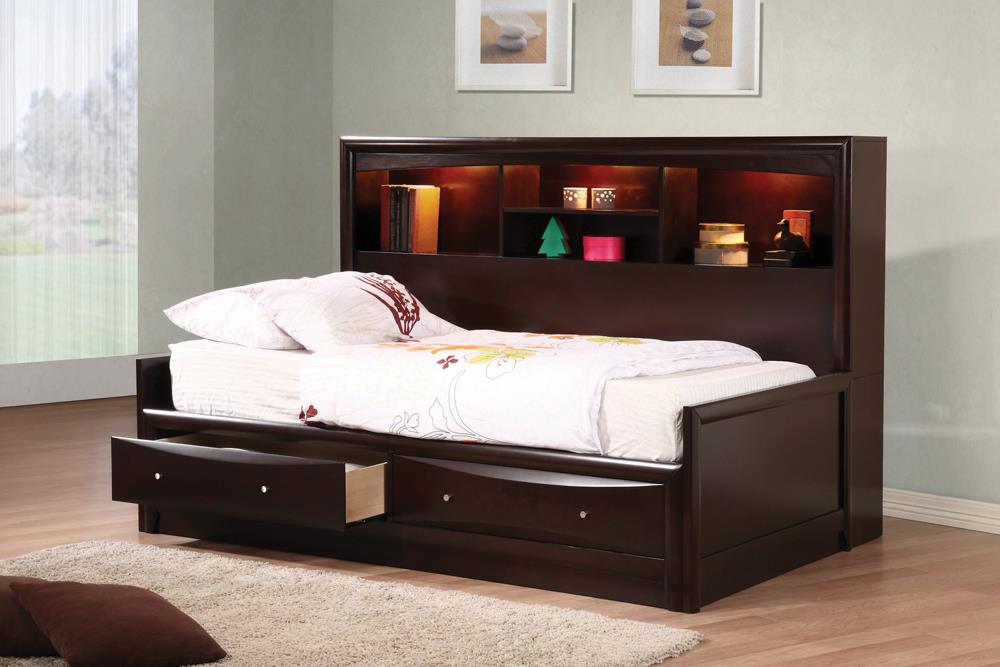 Phoenix Transitional Cappuccino Twin Bed Coaster Z2 Premium