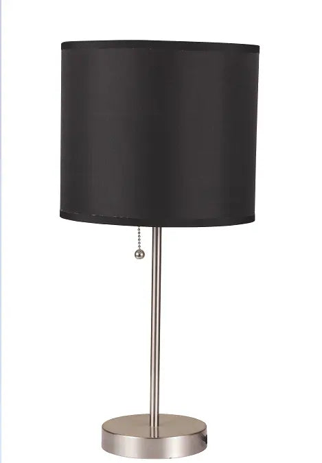 Vassy Black Shade & Brush Silver Table Lamp ACME East