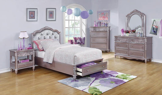 Caroline Metallic Lilac Twin Four-Piece Set Coaster Z2 Premium