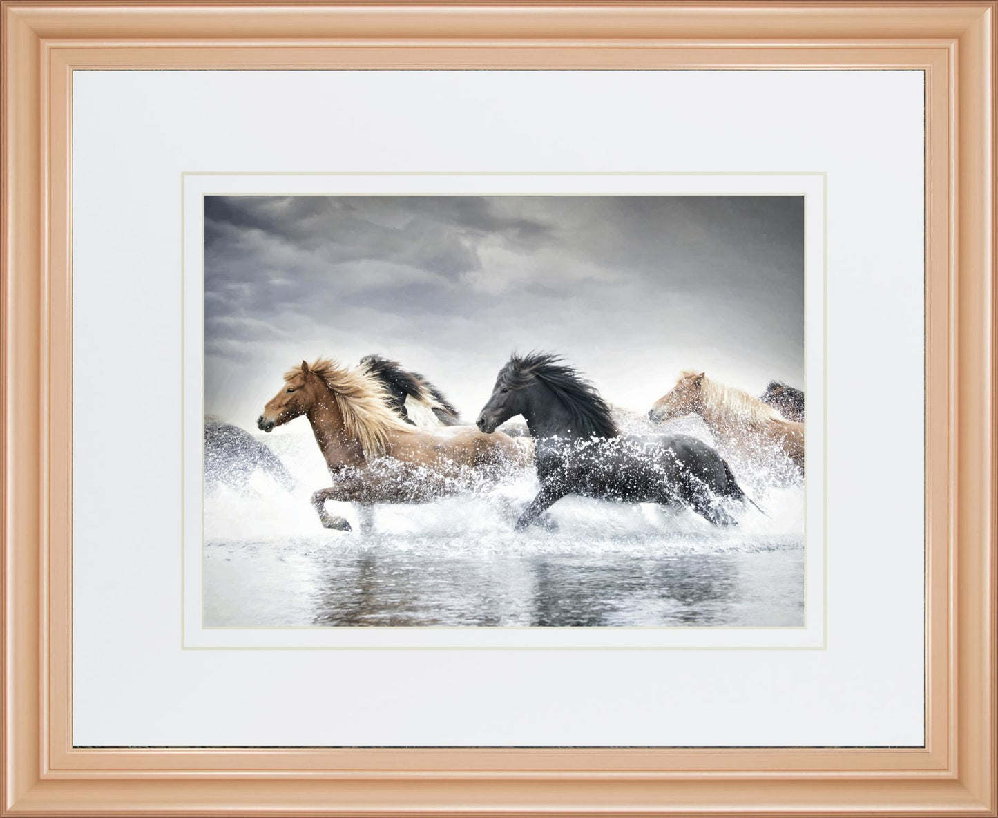 34x40 Horse Run V By PHBurchett - Dark Gray Classy Art