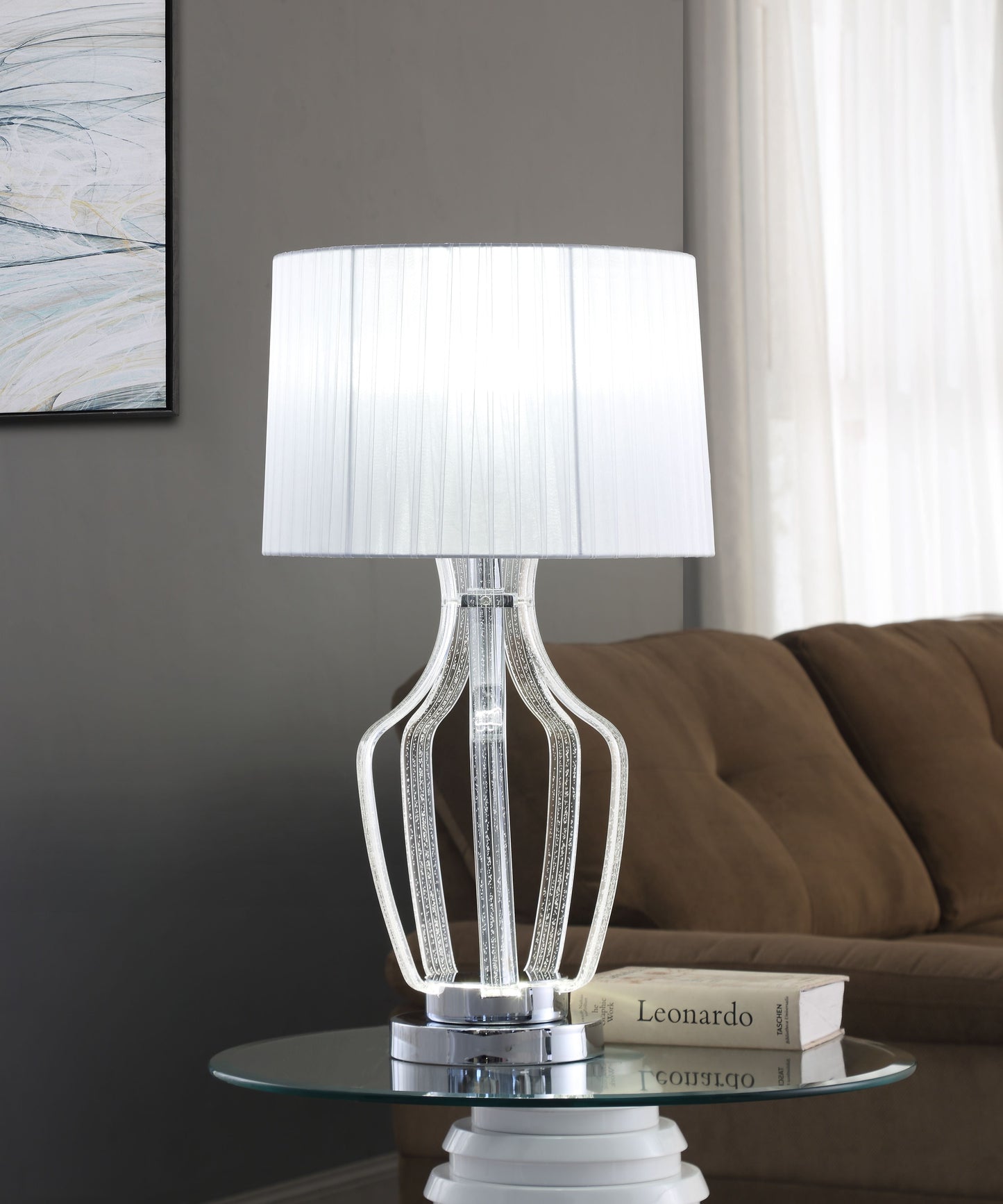 Mathilda Clear Acrylic & Chrome Table Lamp ACME East