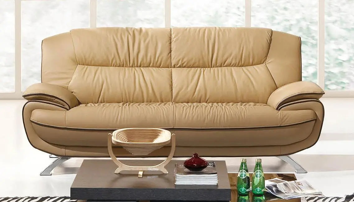 405 Contemporary Sofa and Loveseat in Beige/Brown Color by ESF Furniture ESF Furniture