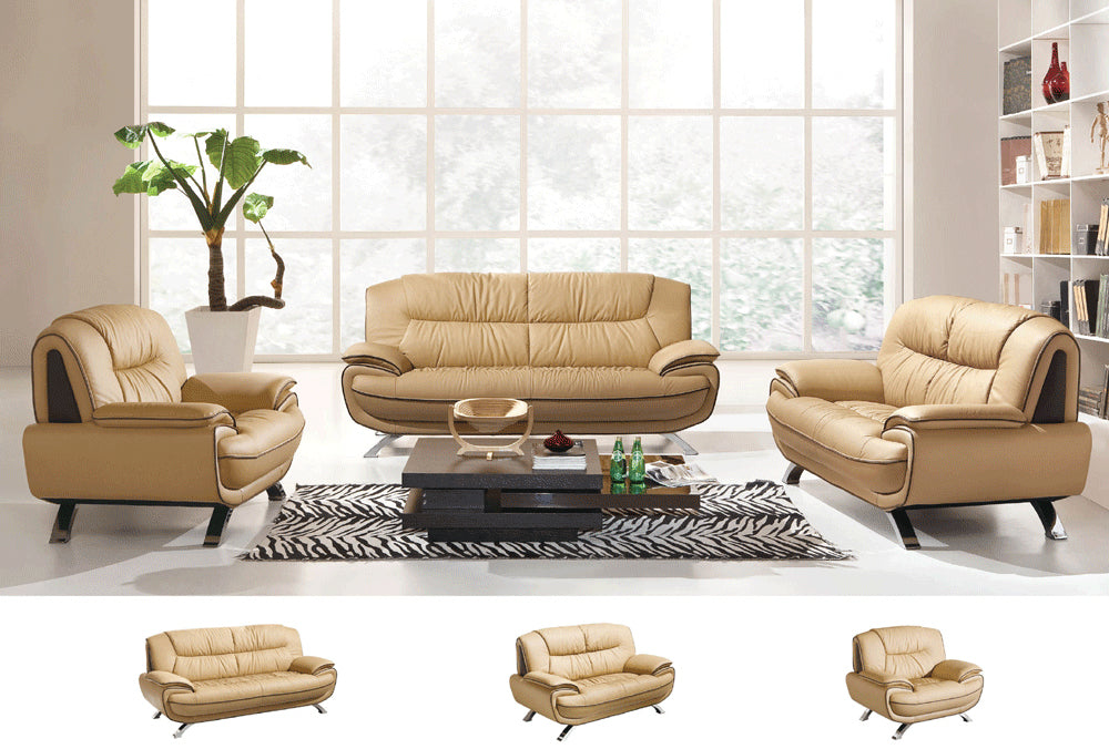 ESF Furniture - 405 2 Piece Sofa Set in Brown - 405-S+L ESF Furniture