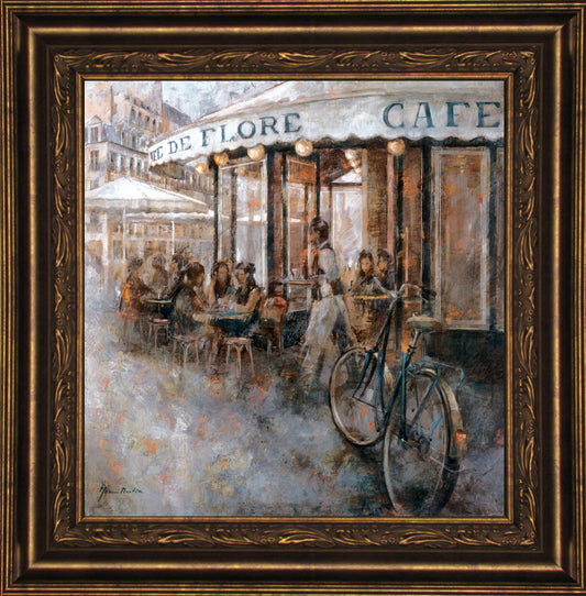 Cafe De Flore By Noemi Martin - Framed Print Wall Art - Light Brown Classy Art