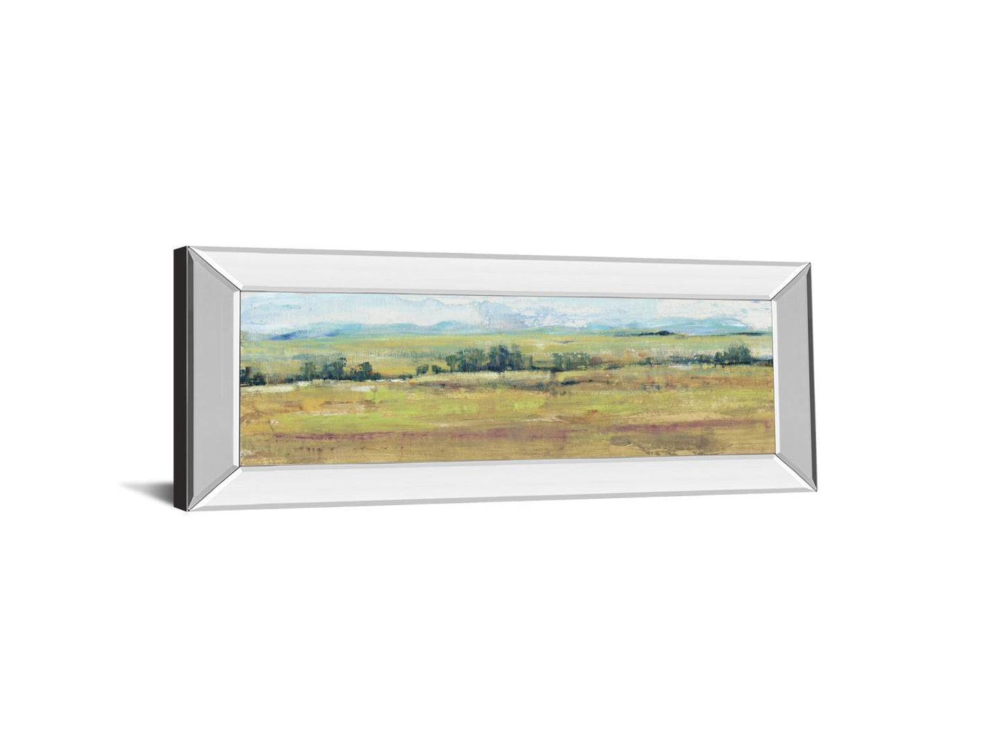 Distant Treeline Panel II By Tim Otoole - Mirror Framed Print Wall Art - Dark Brown Classy Art