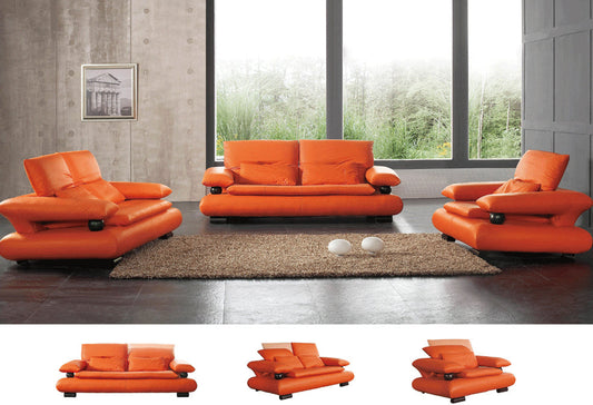 ESF Furniture - 410 2 Piece Sofa Set in Rich Orange - 410-S+L ESF Furniture