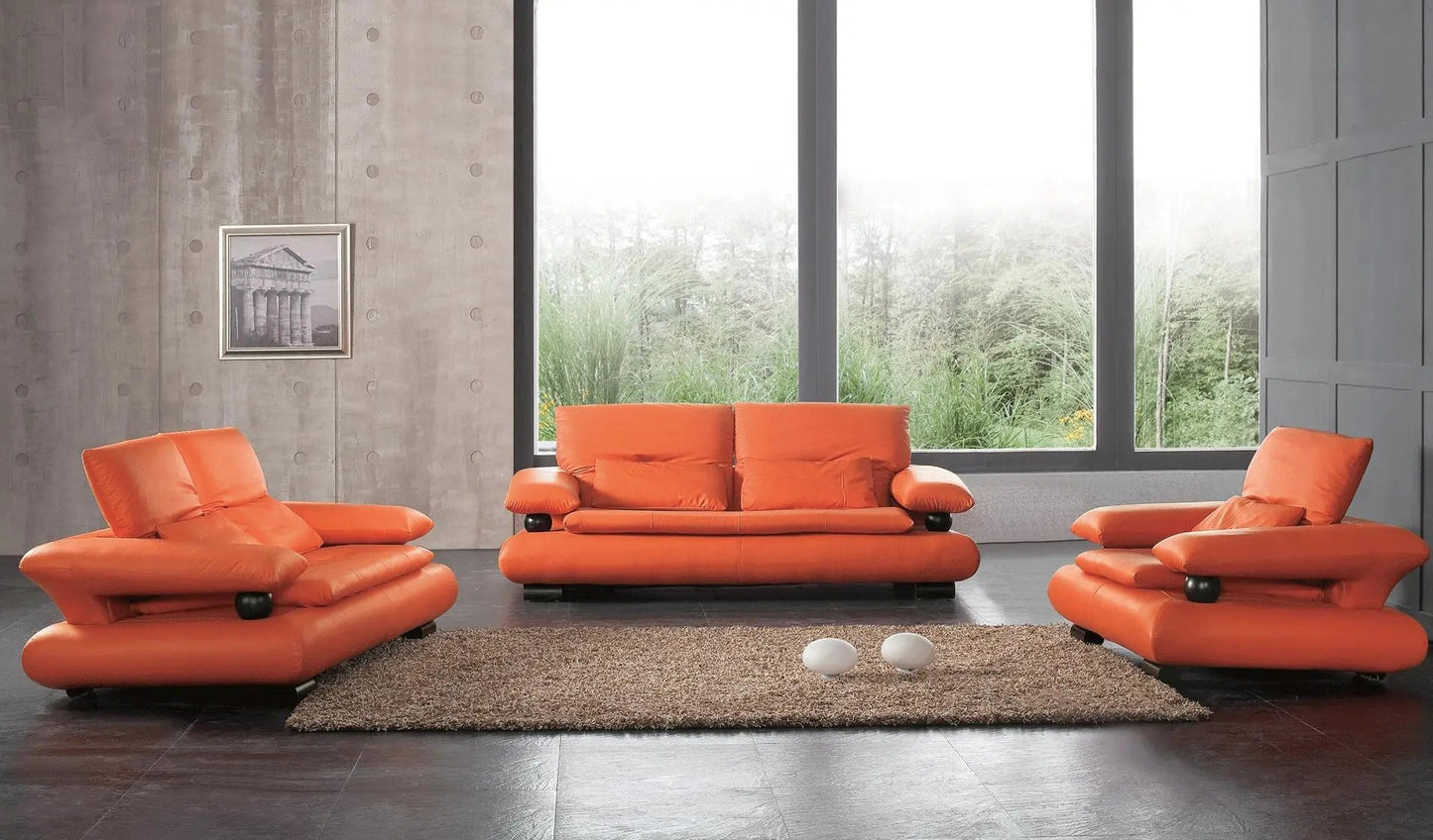 410 Contemporary Sofa and Loveseat in Orange Color by ESF Furniture ESF Furniture