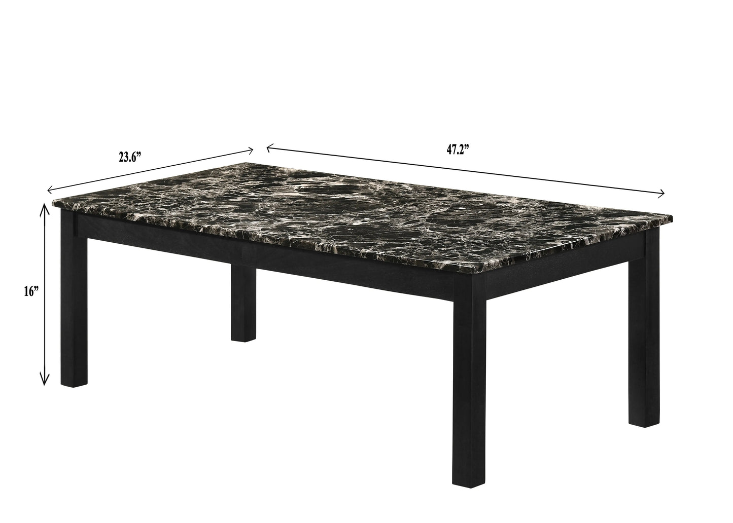 Thurner Marble Black 3-Piece Coffee Table Set Crown Mark