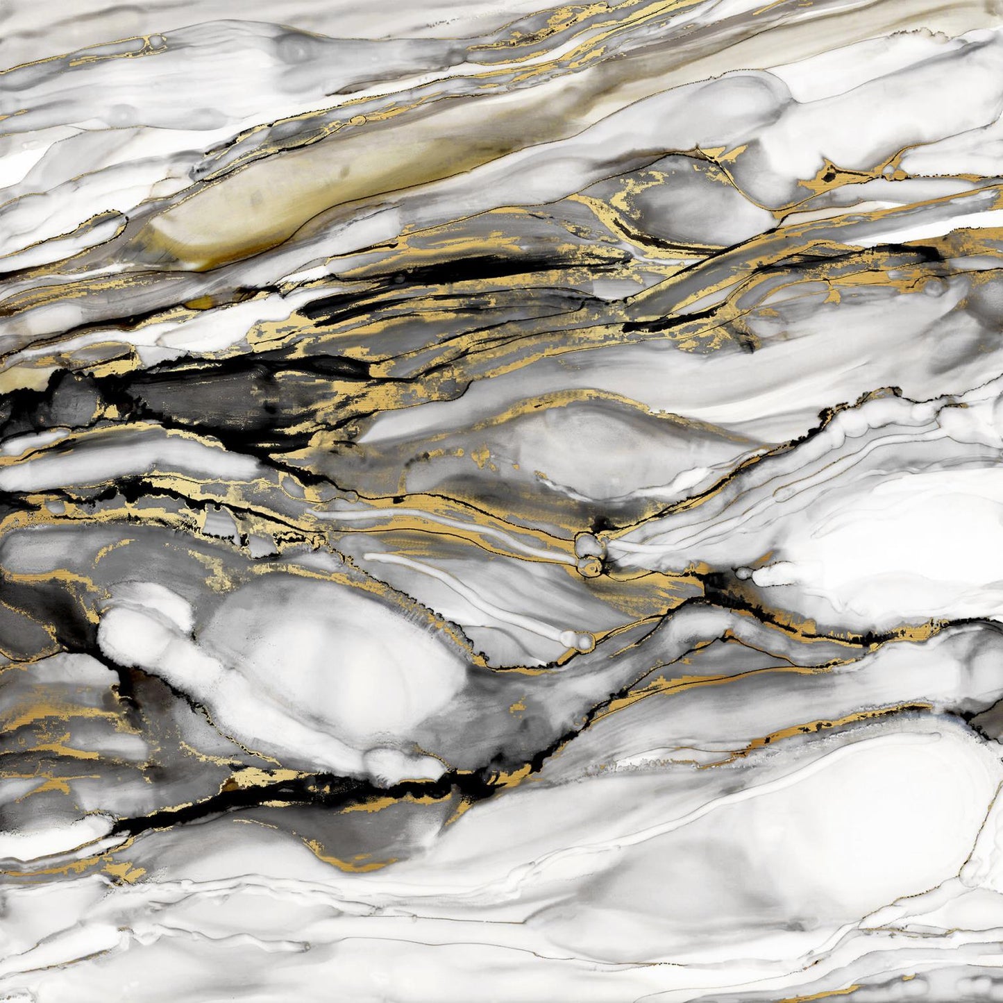 Small - Marbled Gold I By Carol Robinson - Pearl Silver Classy Art