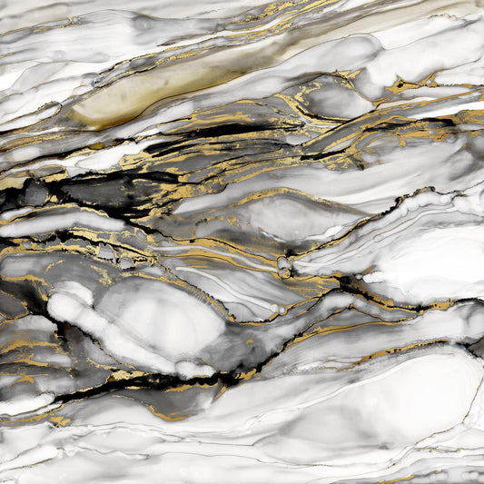 Small - Marbled Gold I By Carol Robinson - Pearl Silver Classy Art