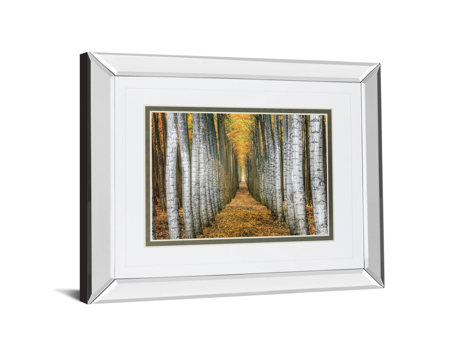 Tree Farm By Cahill - Mirror Framed Print Wall Art - Yellow Classy Art