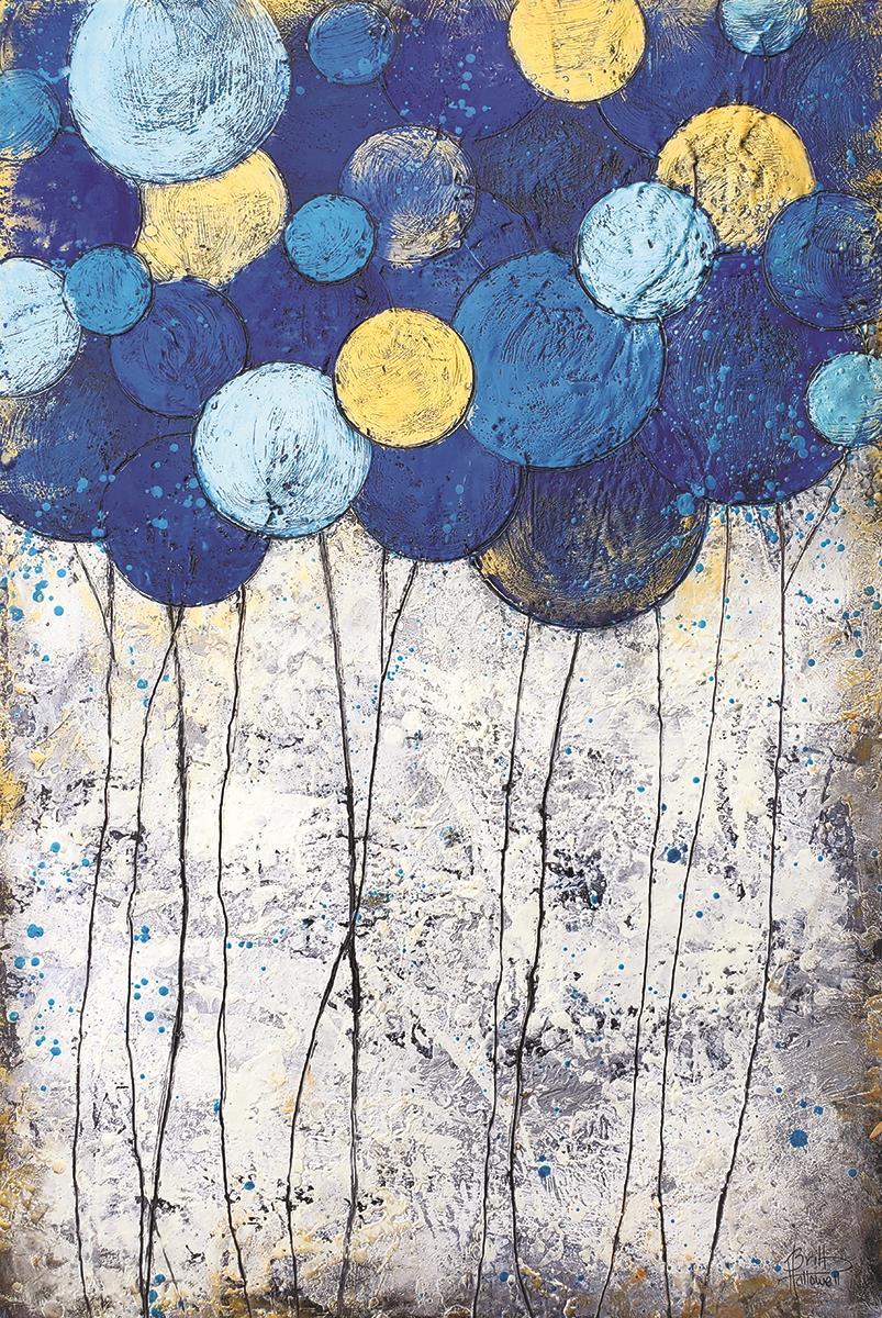 Small - Bubble Trees Magic By Britt Hallowell - Blue Classy Art