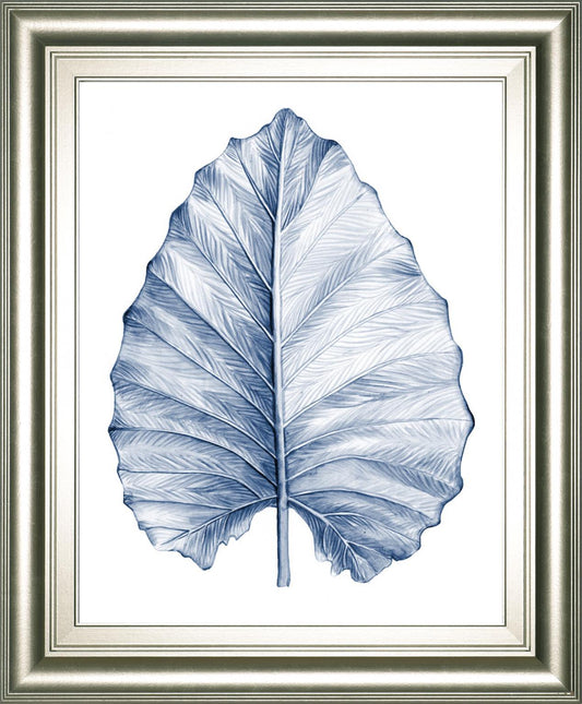 22x26 Indigo Tropical Leaves III By Megan Meagher - Blue Classy Art