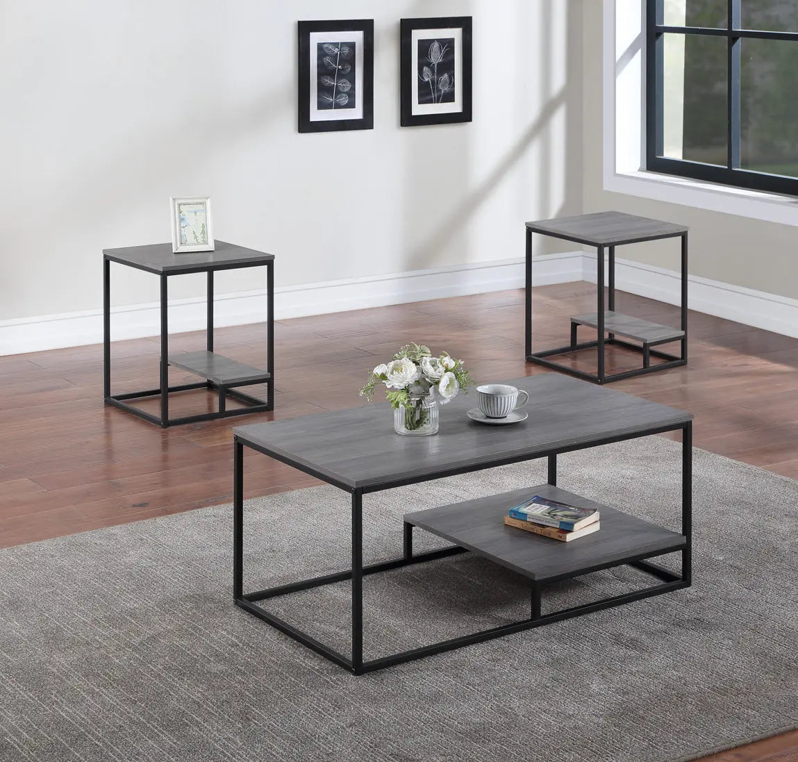 Macon Gray 3-Piece Coffee Table Set Crown Mark