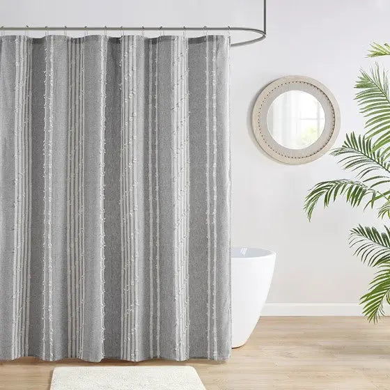 Cotton Jacquard Shower Curtain Gray Olliix.com