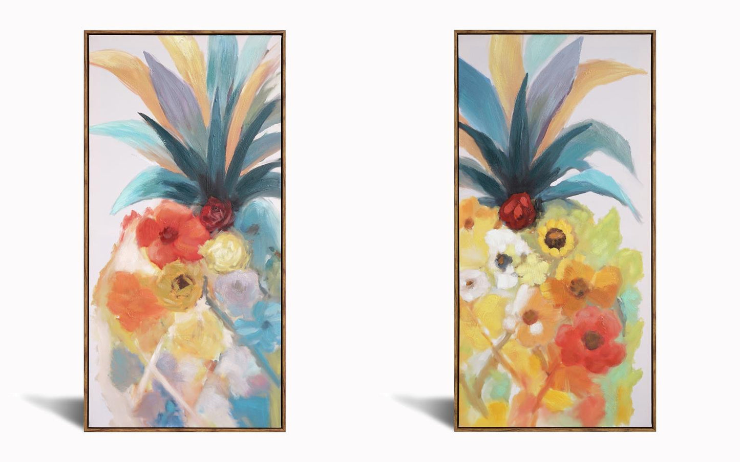 Hand Painted Textured Canvas in Frame 40x39 (Set of 2) - Light Blue Classy Art