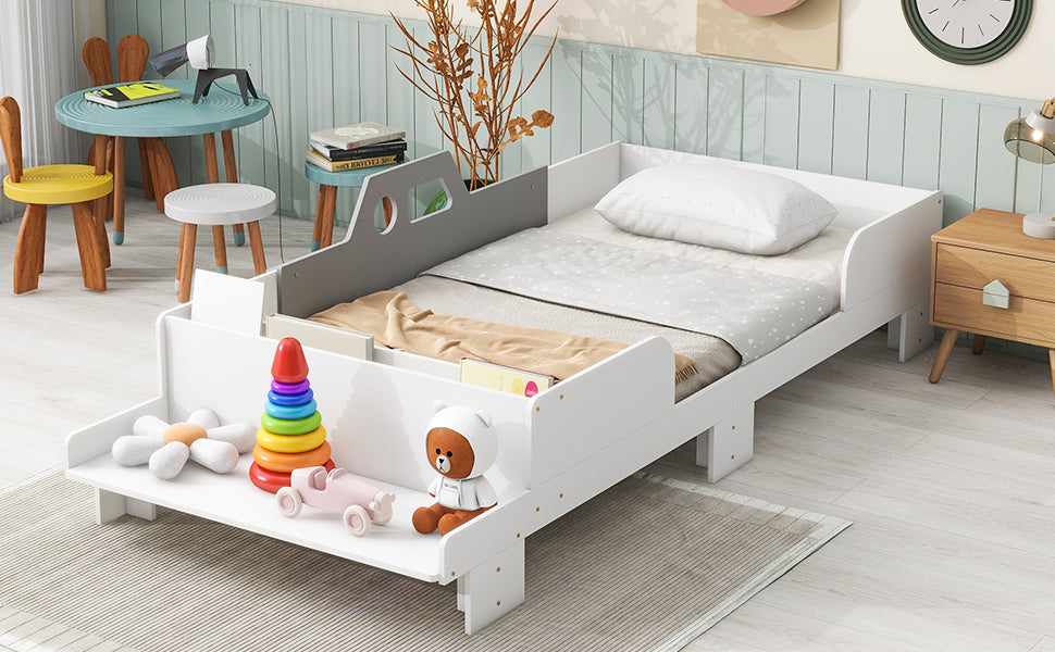 Car-Shaped Twin Wood Bed with Bench,White House to Home Furnishings LLC