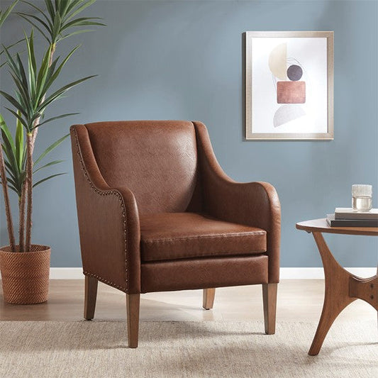 Faux Leather Accent Chair Brown Olliix.com