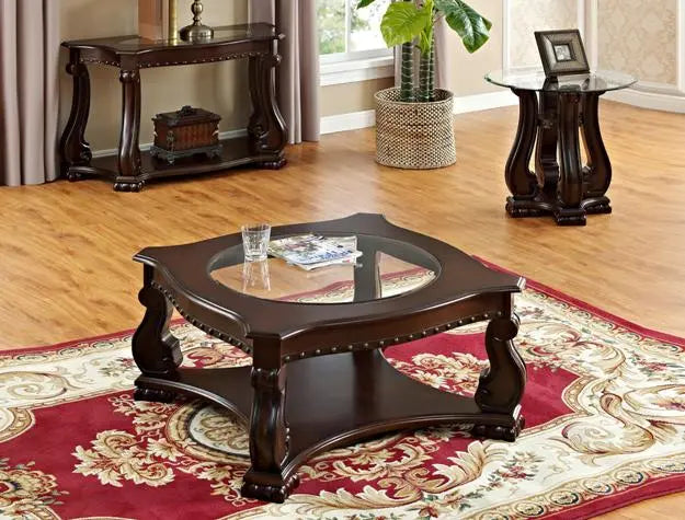 Madison Brown Wood Coffee Table with Casters Crown Mark