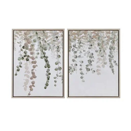 Eucalyptus 2-piece Framed Canvas Wall Decor Set Green Olliix.com