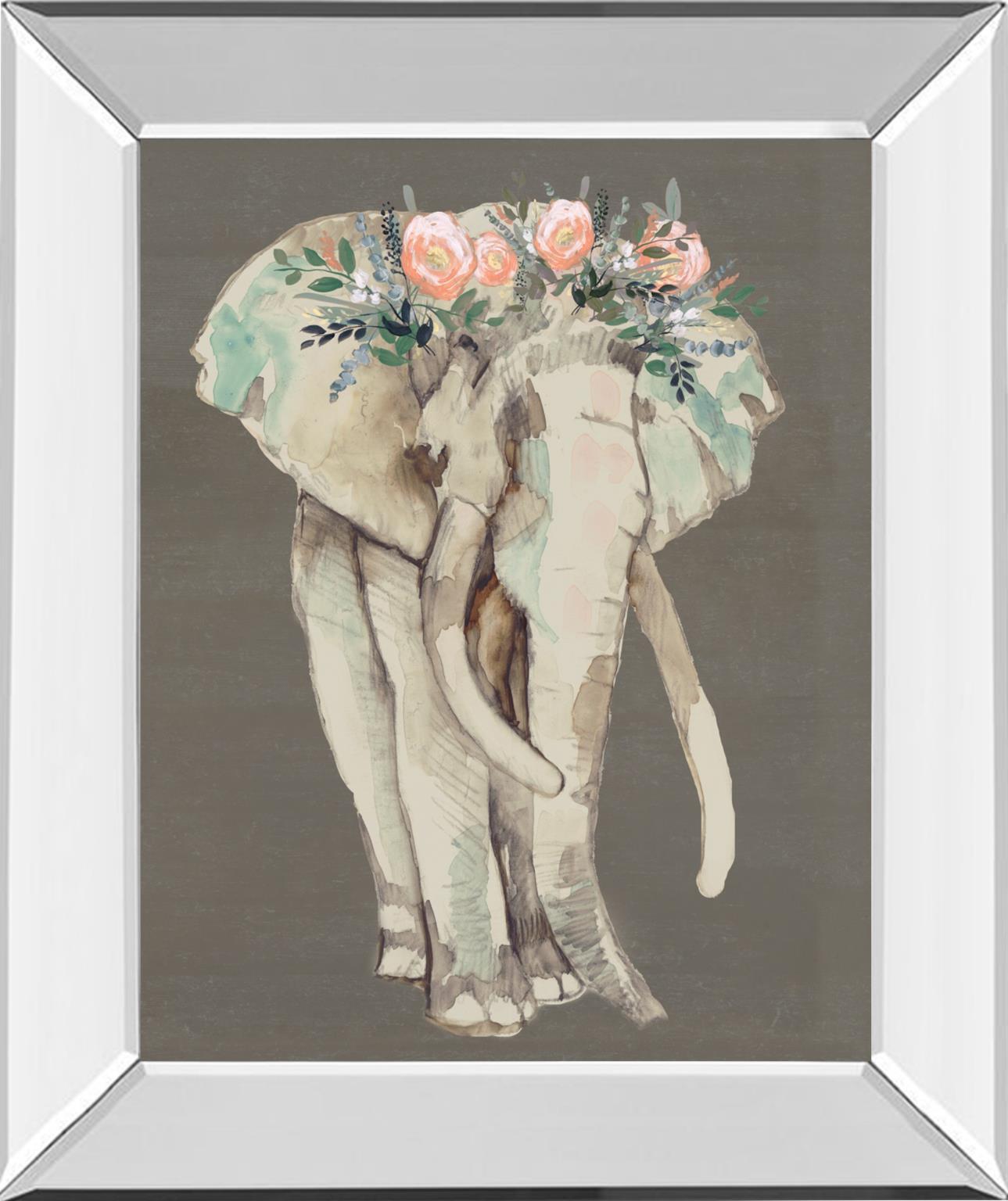 Flower Crown Elephant I By Jennifer Goldberger - Beige Classy Art