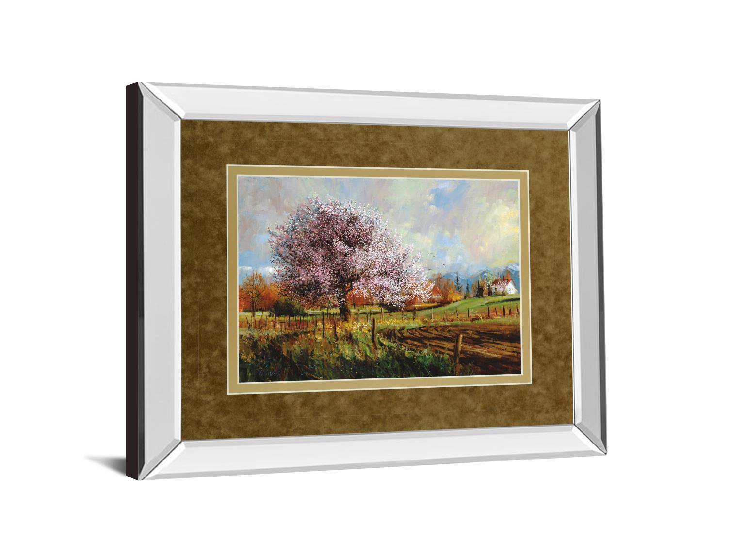 Spring Blossoms By Larry Winborg - Mirror Framed Print Wall Art - Green Classy Art