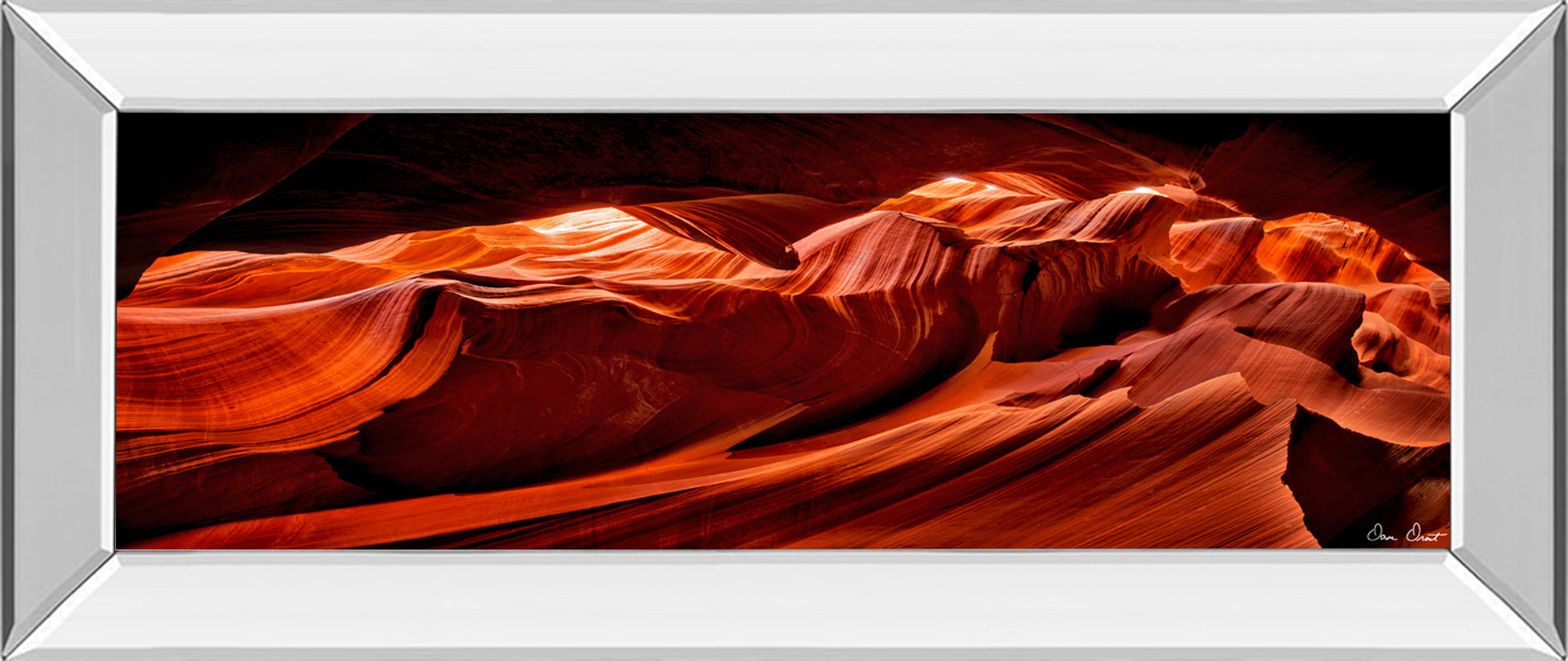 Sun Shining Through Canyon VIIl By David Drost - Mirror Framed Print Wall Art - Orange Classy Art