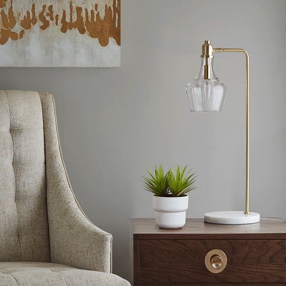 24" H Table Lamp with Marble Base Gold Olliix.com