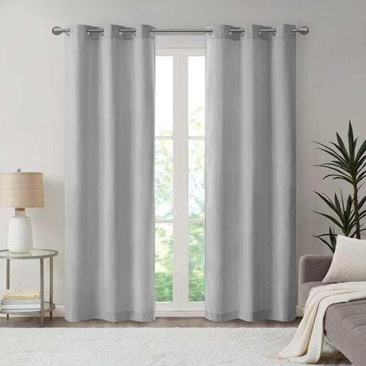 Basketweave Room Darkening Curtain Panel Pair Grey Olliix.com