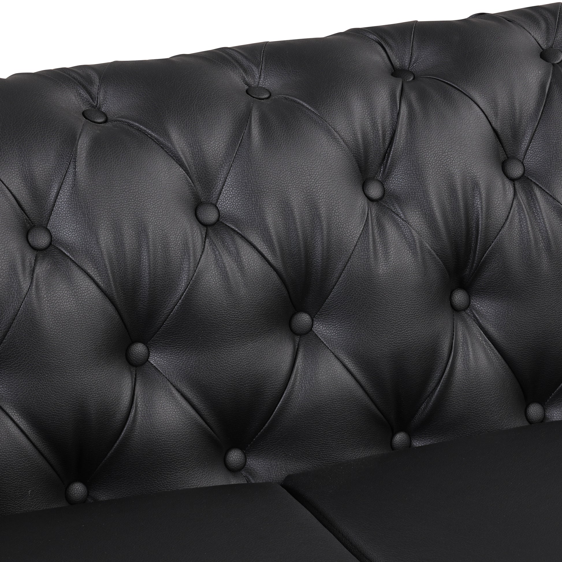 44" Modern Tufted Accent Sofa Chair PU Upholstered Sofa with Sturdy Metal Legs, Button Tufted Back, Single Sofa Chair for Living Room,Apartment,Home Office, Black House to Home Furnishings LLC