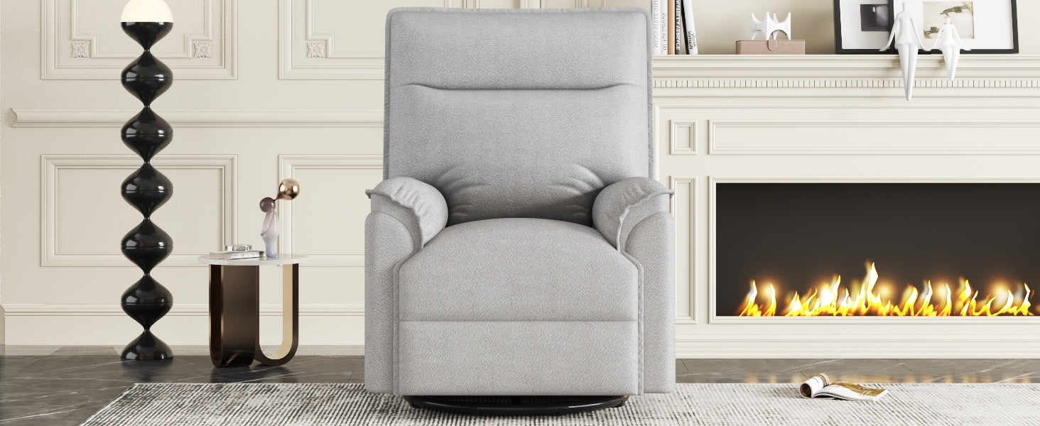 360° Degree Swivel Upholstered Manual Recliner Chair Theater Recliner Sofa Nursery Glider Rocker for Living Room, Grey House to Home Furnishings LLC