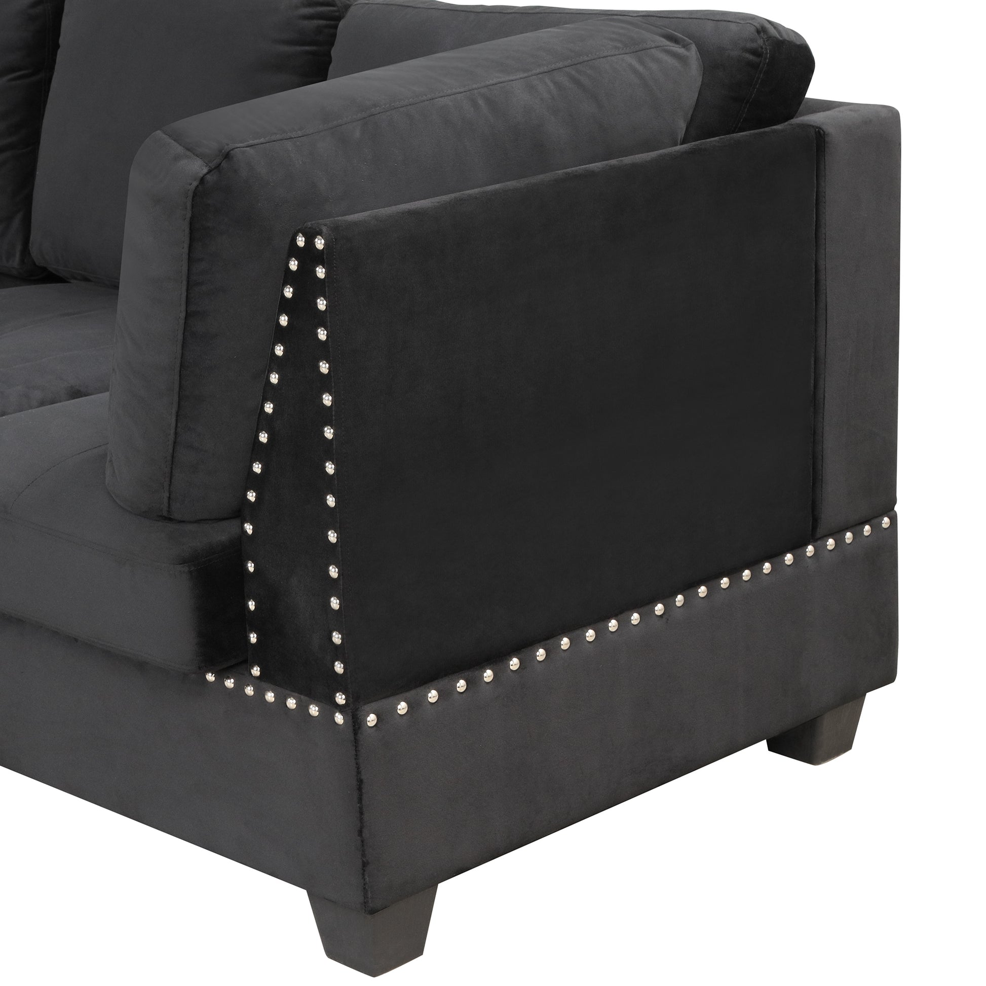 104.5" Reversible Sectional Sofa Space Saving with Storage Ottoman Rivet Ornament L-
shape Couch for Small or Large Space Dorm Apartment,Black(Old:SG000406AAA) House to Home Furnishings LLC