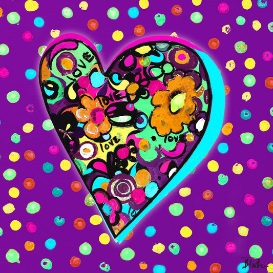 Neon Hearts Of Love I By Patricia Pinto - Purple Classy Art