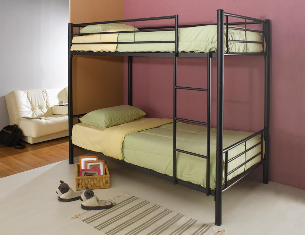 Denley Black Metal Twin-Over-Twin Bunk Bed Coaster Z2 Premium