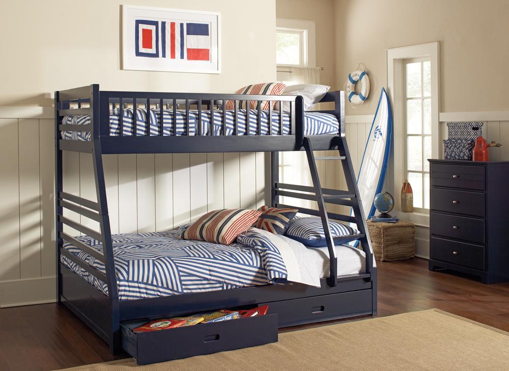 Ashton Navy Twin-over-Full Bunk Bed Coaster Z2 Premium