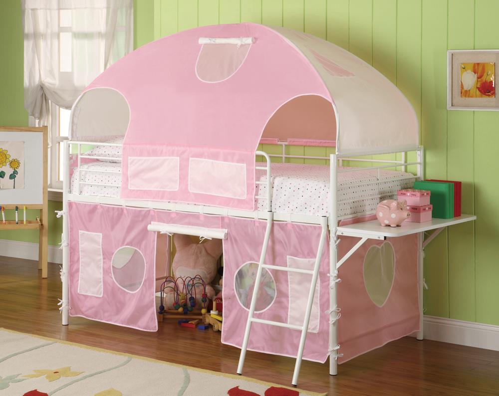 White and Pink Tent Bunk Bed Coaster Z2 Premium