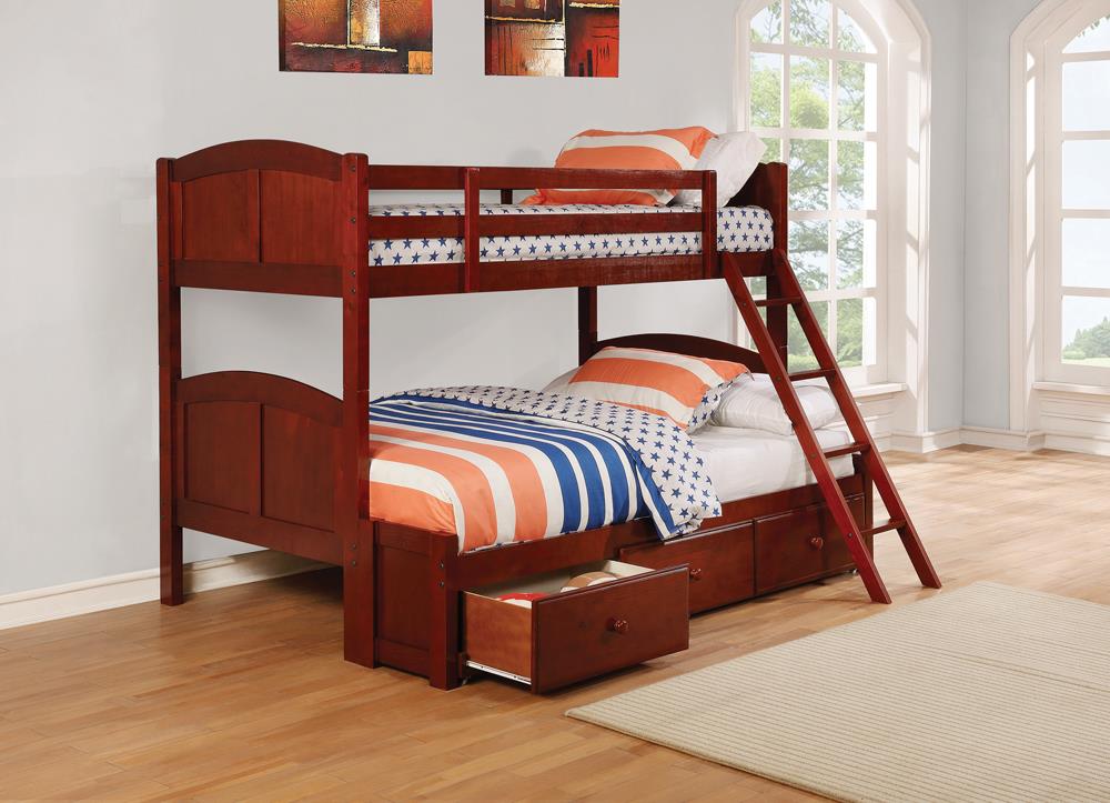 Parker Chestnut Twin-over-Full Bunk Bed Coaster Z2 Premium