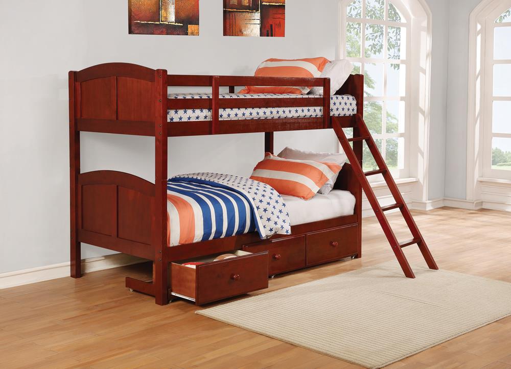 Parker Chestnut Twin-over-Twin Bunk Bed Coaster Z2 Premium