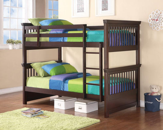 Miles Cappuccino Twin-over-Twin Bunk Bed Coaster Z2 Premium