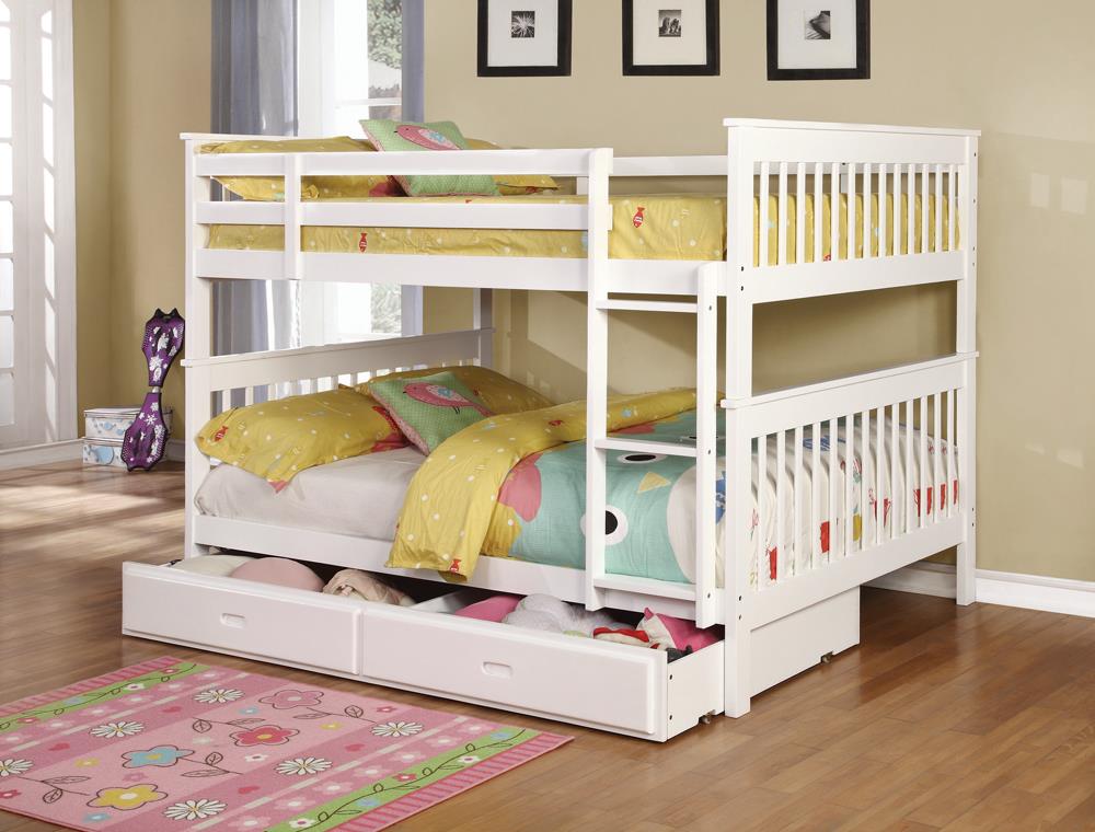 Chapman Traditional White Full-over-Full Bunk Bed Coaster Z2 Premium