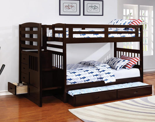 Dublin Traditional Cappuccino Twin-over-Twin Bunk Bed Coaster Z2 Premium