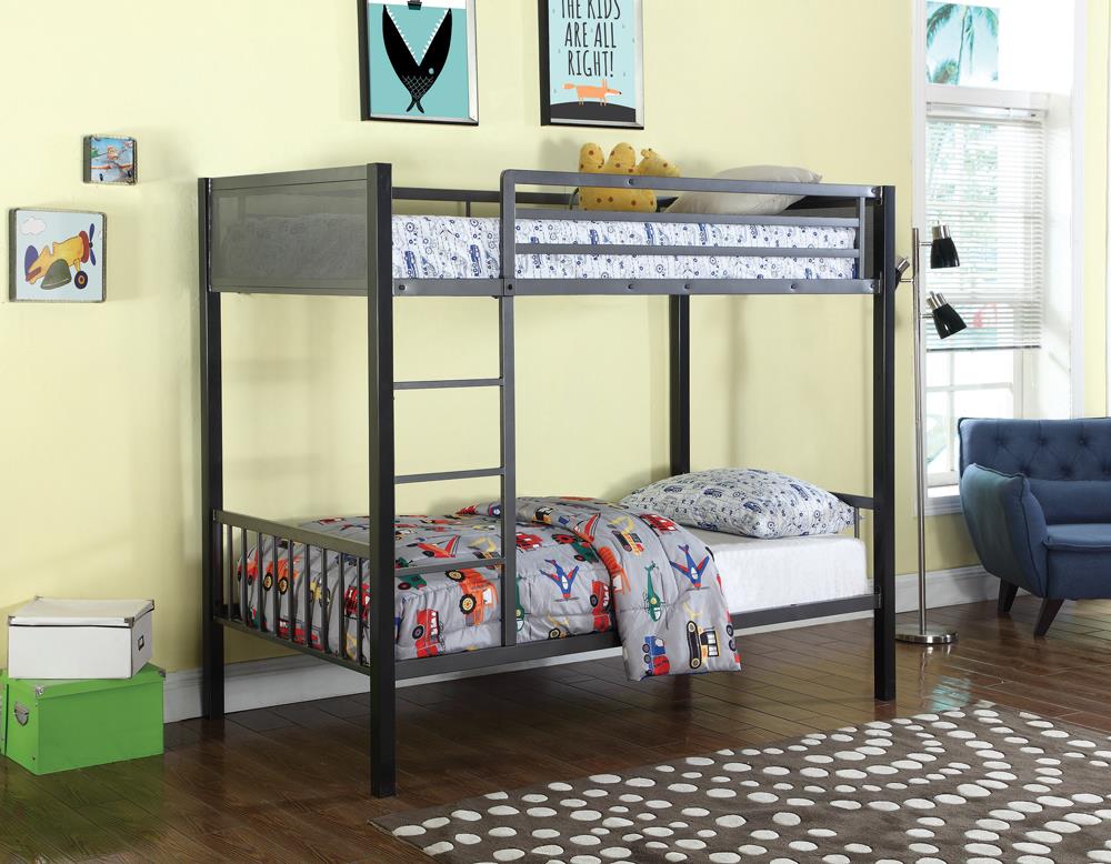 Meyers Traditional Grey Twin-over-Twin Bunk Bed Coaster Z2 Premium