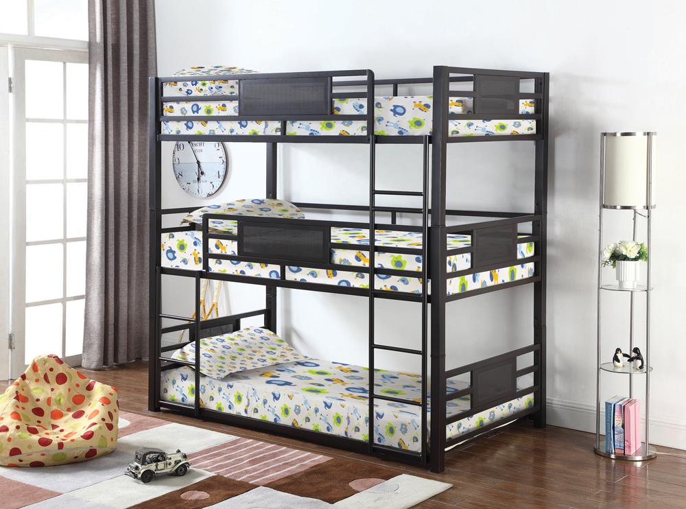 G460394 Casual Black Twin Triple Bunk Bed Coaster Z2 Premium