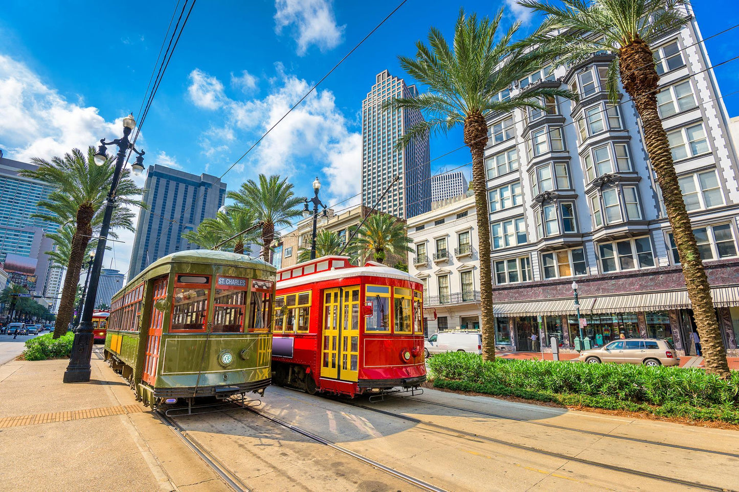 Tempered Glass With Foil - New Orleans Trolly - Light Blue Classy Art